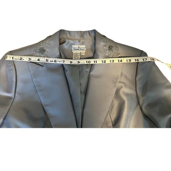 NWT Chancelle Women's Gray Beaded 2pc Blazer and Top Set Size 12 - Picture 12 of 16